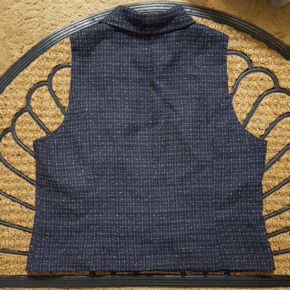 5/$25 Paul Harris Design Navy plaid Zipped Vest - Picture 2 of 5
